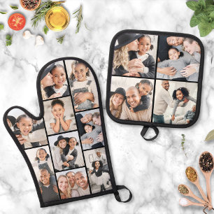 Foto Collage Eenvoudige Afbeelding Ovenwant & Pannenlap Set