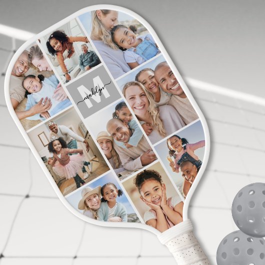 Foto Collage Eenvoudige Monogram Foto Pickleball Paddle