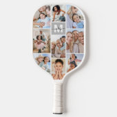 Foto Collage Eenvoudige Monogram Foto Pickleball Paddle (Achterkant)