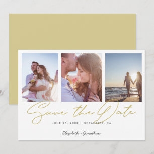 Foto Collage Elegant Modern Wedding Save the Date Kaart