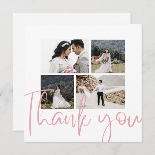 Foto Collage Elegant Weddenschap Hartelijk dank Kaart (Voorkant / Achterkant)