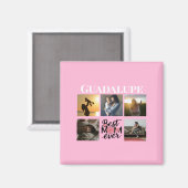 Foto Collage en Mama's Naam Roze Magneet (Voorkant / Achterkant)