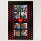 Foto Collage Familie Gepersonaliseerd Rode Hart &  Legpuzzel (Verticaal)