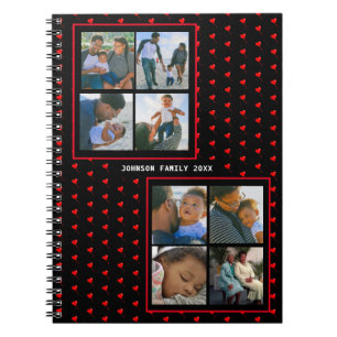 Foto Collage Familie Gepersonaliseerd Rode Hart &  Notitieboek