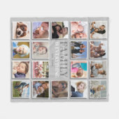 Foto Collage Familie Naam Gray Fleece Deken (Voorkant (Horizontaal))
