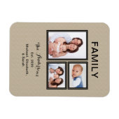 Foto Collage Familienaam Modern Sand Beige Magneet (Horizontaal)