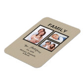 Foto Collage Familienaam Modern Sand Beige Magneet (Linkerzijde)