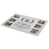 Foto Collage Familienaam & Monogramed custom Snijplank (Hoek)