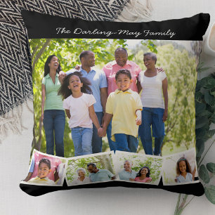 Foto Collage familienaam ZigZag Fotostrip Black Kussen
