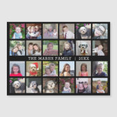 Foto Collage Familienaam - zwarte fridge magnet (Voorkant)