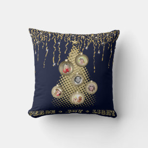 Foto Collage Familiestamboom decoratief Navy Goud Kussen