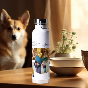 Foto Collage Family Pets Gift Monogram Waterfles