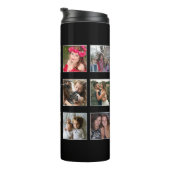 Foto Collage Family Script Black en White Thermosbeker (Geroteerd rechts)