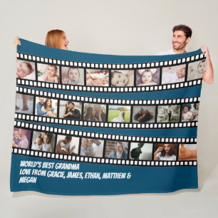 Foto Collage Film Strip - Aangepast, op maat Fleece Deken
