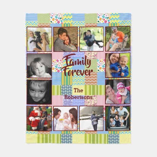 Foto Collage Fleece Blanket - Light Patchwork Deken (Voorkant)