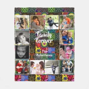 Foto Collage Fleece Blanket - Patchwork Pattern Deken
