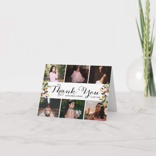 Foto Collage Floral Quince Hartelijk dank Kaart (Voorkant)