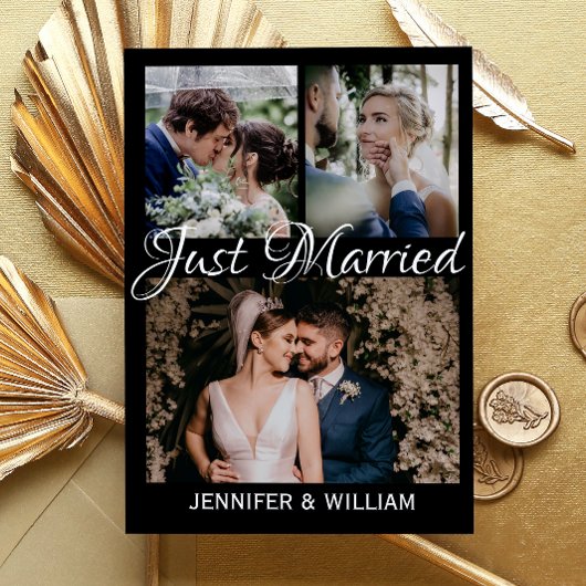 Foto Collage Gewoon huwelijksaankondiging Kaart