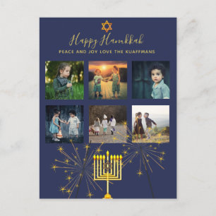 Foto Collage Hanukkah Briefkaarten Modern Sparkler