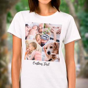 Foto Collage Hartvormige Afbeelding Aangepaste Tek T-shirt