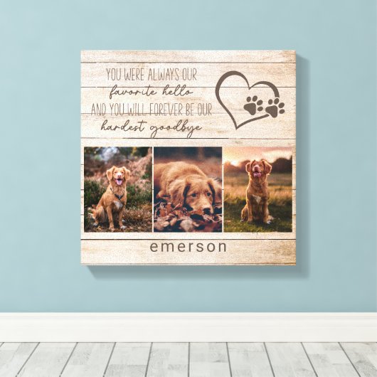 Foto Collage Hond Pet Loss Keepsake Canvas Afdruk (Insitu (Houten vloer))