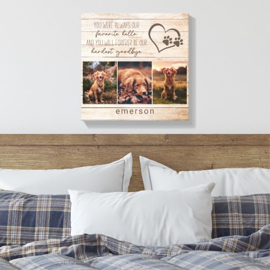 Foto Collage Hond Pet Loss Keepsake Canvas Afdruk (Insitu (Slaapkamer))