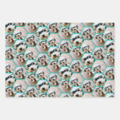 Foto collage in een funky hexagon patroon inpakpapier vel (Voorkant 2)