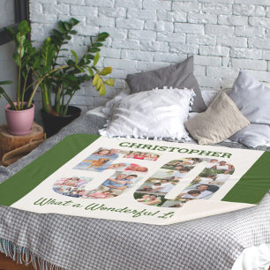 Foto Collage in nummer 50 Vorm voor 50e verjaardag Sherpa Deken