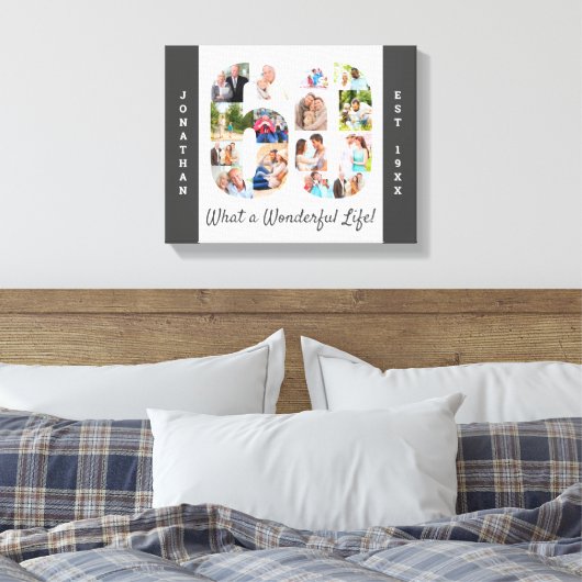 Foto Collage ingesteld op 60 Gray White Custom Canvas Afdruk (Insitu (Slaapkamer))