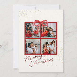 Foto-collage Kerstcadeau kaart Rode Strik
