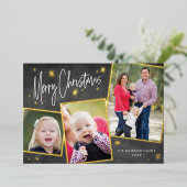 Foto: Collage Kerstmis Gold Foil Holiday Kaart (Staand Voorkant)