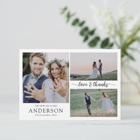 Foto Collage Love & Bedankt Weddenschap Hartelijk (Staand voorkant)