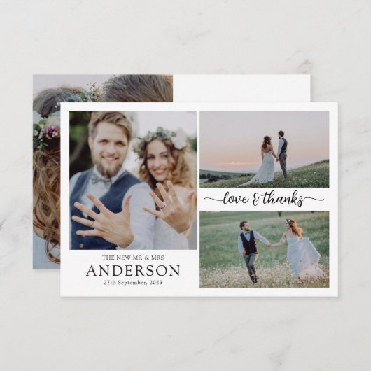 Foto Collage Love & Bedankt Weddenschap Hartelijk (Voorkant / Achterkant)
