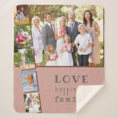 Foto Collage Love Gelukkig Familie Roze Maroon Sherpa Deken (Voorkant)