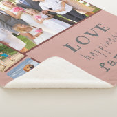 Foto Collage Love Gelukkig Familie Roze Maroon Sherpa Deken (3/4)