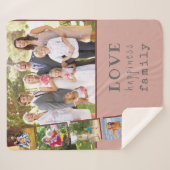 Foto Collage Love Gelukkig Familie Roze Maroon Sherpa Deken (Voorkant (horizontaal))