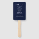 Foto Collage Marine Blauw Huwelijksprogramma Handwaaier (Achterkant)