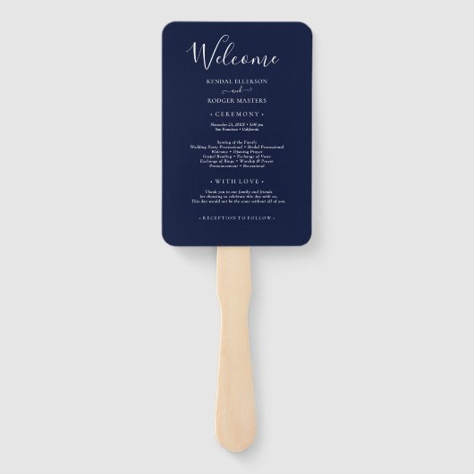 Foto Collage Marine Blauw Huwelijksprogramma Handwaaier (Achterkant)