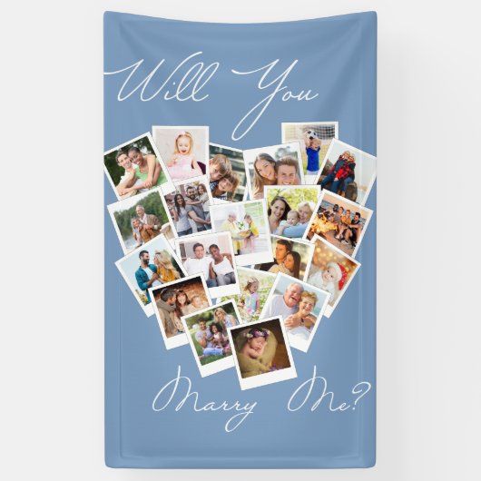 Foto-collage: marry me Blue banner (Verticaal)