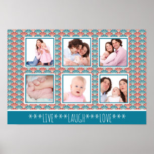 Foto collage met decoratief ventilatorpatroon poster