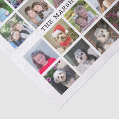 Foto collage met familienaam Datum - zwart Tissuepapier (Detail)