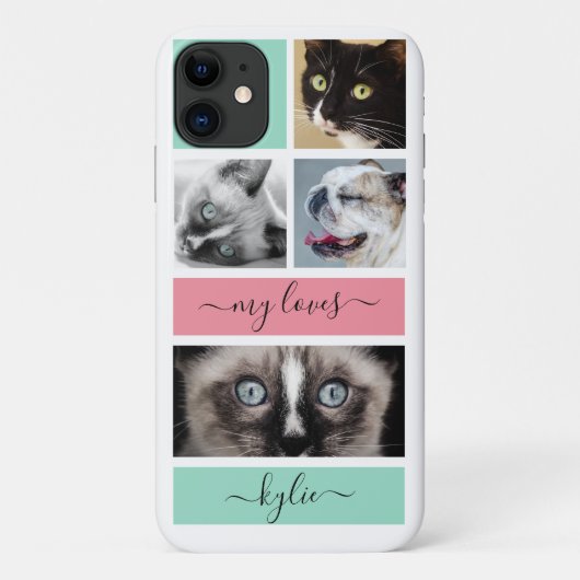 Foto Collage Mint Pink Aangepast Case-Mate iPhone Case (Achterkant)