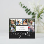 Foto Collage Modern Congrats Black en White Briefkaart (Staand voorkant)
