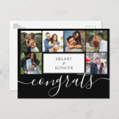 Foto Collage Modern Congrats Black en White Briefkaart (Voorkant / Achterkant)