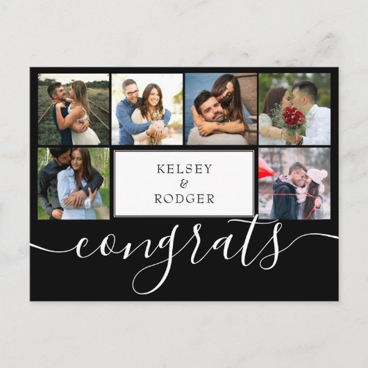 Foto Collage Modern Congrats Black en White Briefkaart (Voorkant)