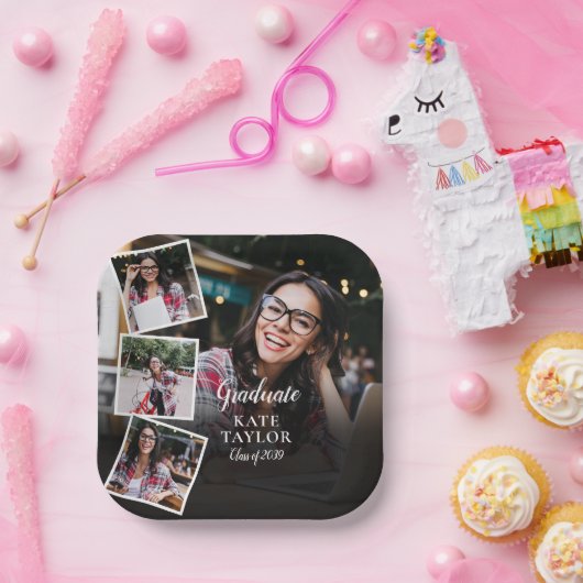 Foto Collage Modern Graduation Party Papieren Bordje (Feest)