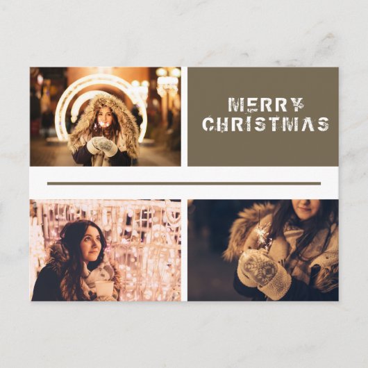 Foto Collage Modern Holiday Merry kerst Briefkaart (Voorkant)
