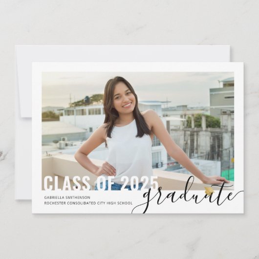 Foto Collage Modern Script Afstuderen Open House Aankondiging (Voorkant)