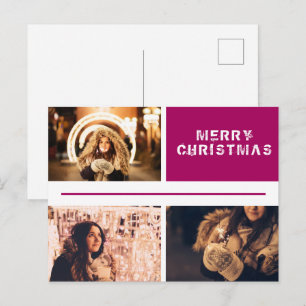 Foto Collage Modern Vakantie Vrolijk Kerstfeest Briefkaart
