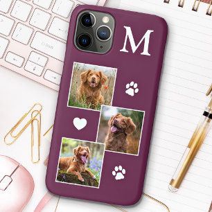 Foto Collage Monogram Eerste Letter Magenta Kat Ho iPhone 12 Hoesje